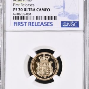 2025 Gold Proof  Half Sovereign Merlen Royal Arms Shield Design, NGC Graded PF70 Ultra Cameo First Releases