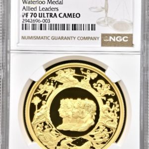 2024 Waterloo Medal - Allied Leaders, £200 Great Engravers Gold Proof Two Ounce Coin. NGC Graded PF70 Ultra Cameo