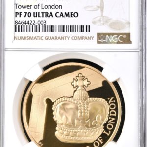 2019 Gold Proof Five Pounds Crown (£5) The Crown Jewels - Tower of London, NGC Graded PF70 UCAM