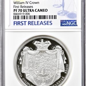William IV Crown, Great Engravers 2026 Silver Proof £5, 2 Ounce Coin.  NGC Graded PF70 UCAM