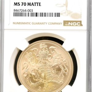 Platinum Jubilee, 2022 Gold £5 NGC Graded MS70 Matte
