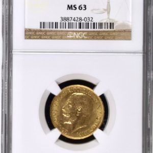 1918 Gold Sovereign, Canada Mint, NGC Graded MS63