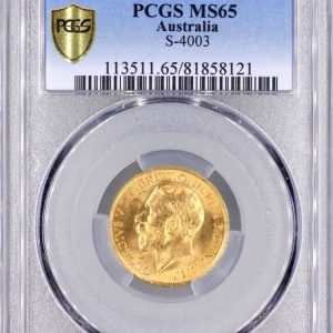1915 Gold Sovereign, Sydney Mint (S), PCGS Graded MS65