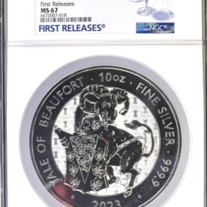 2023 Silver £10 Yale Of Beaufort Tudor Beast (10 Oz.) NGC Graded MS67