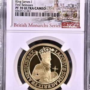 2022 King James I, British Monarchs. Gold Proof £100, One Ounce Coin. NGC Graded PF70 Ultra Cameo