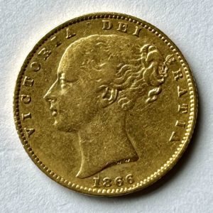 1866 Gold Sovereign Shield