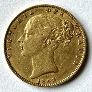 1869 Gold Sovereign Shield