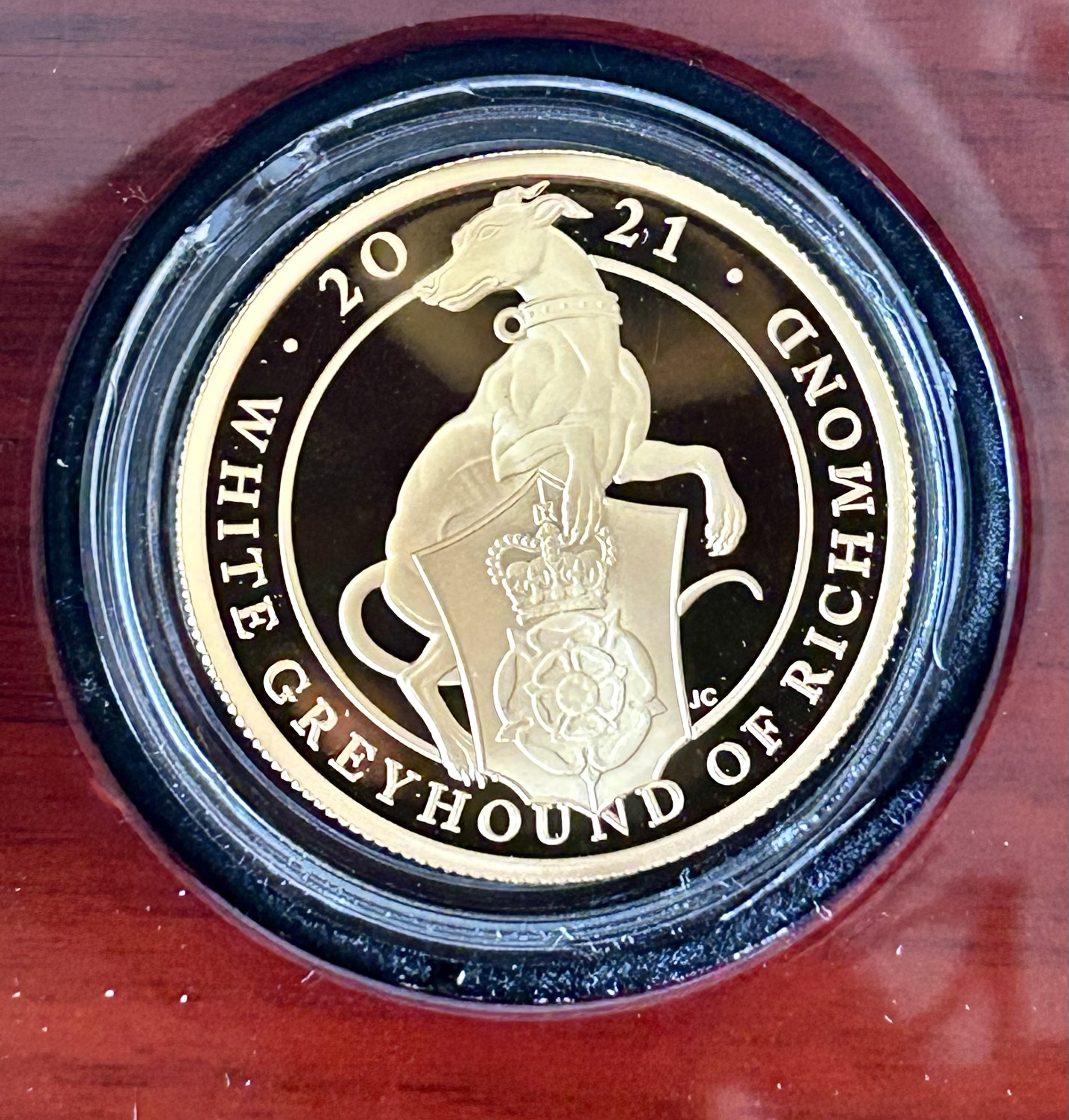 2021 White Greyhound Of Richmond Gold Proof £100 - Queens Beast One Ounce Coin - Image 2