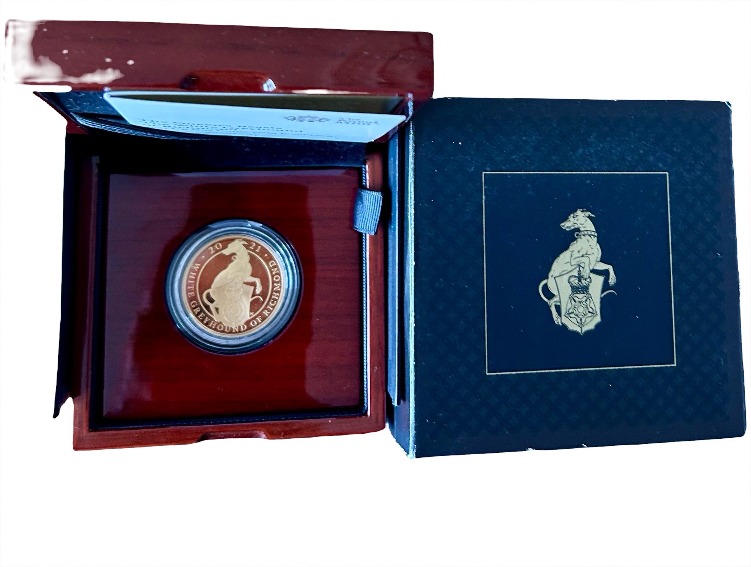 2021 White Greyhound Of Richmond Gold Proof £100 - Queens Beast One Ounce Coin