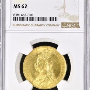 1887 Double Gold Sovereign (£2), Queen Victoria Jubilee Head. NGC Graded MS62