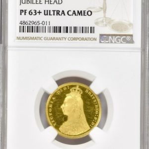 1887 Gold Proof Sovereign Queen Victoria Jubilee Head. NGC Graded PF63+ Ultra Cameo