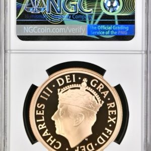 2023 King Charles III Coronation, Gold Proof Five Pounds Sovereign (£5, 5Sov), NGC Graded PF70 Ultra Cameo