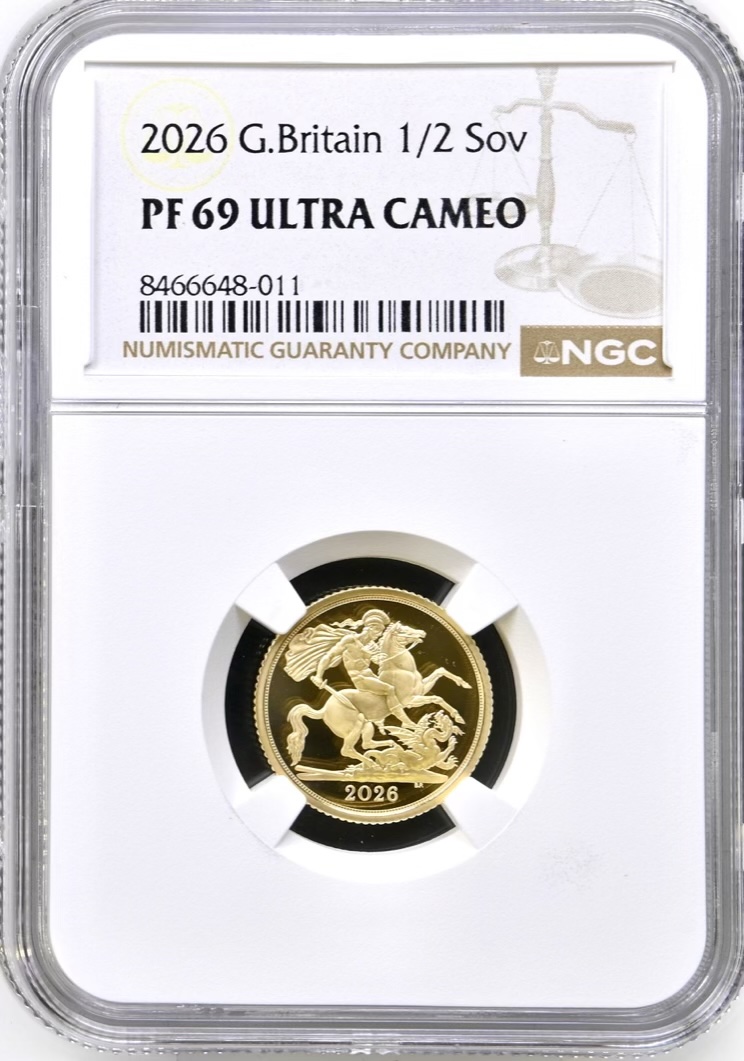 2026 Gold Proof Half Sovereign NGC Graded PF69 Ultra Cameo