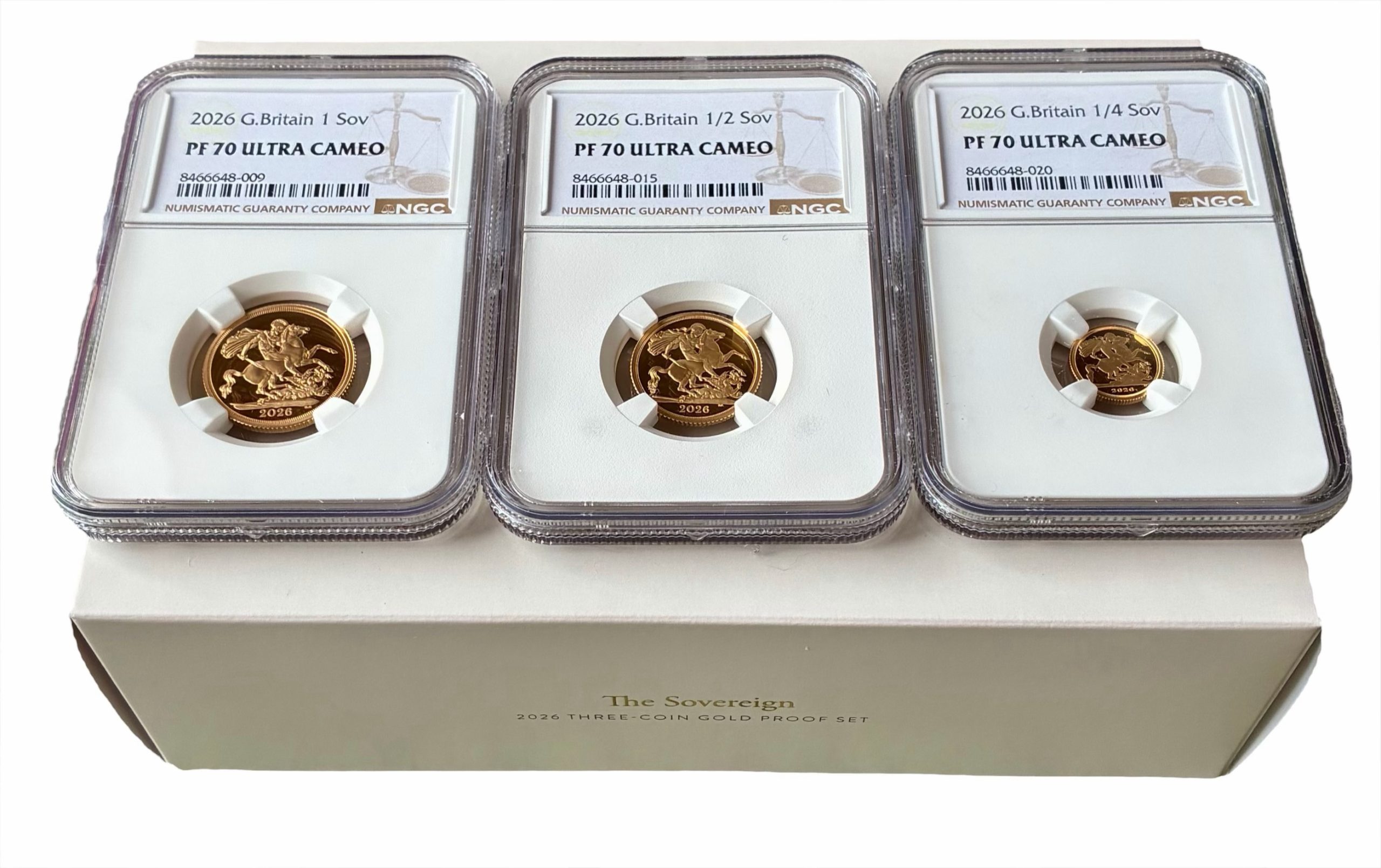 2026 Gold Proof Three Coin Sovereign Set, NGC Graded PF70 Ultra Cameo