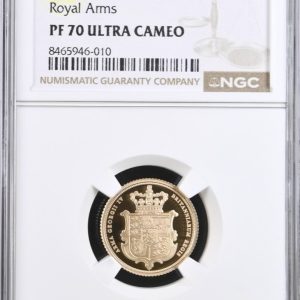 2025 Gold Proof Half Sovereign Merlen Shield Royal Arms, NGC Graded PF70 Ultra Cameo