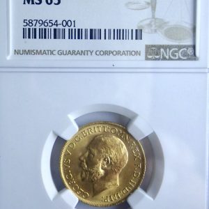 1915 Gold Sovereign, NGC Graded MS65