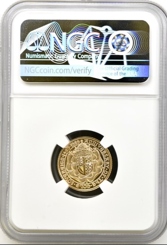 1989 Half Sovereign (1/2), Gold Proof Coin. Tudor rose 500th Anniversary. NGC Graded PF69 Ultra Cameo - Image 2