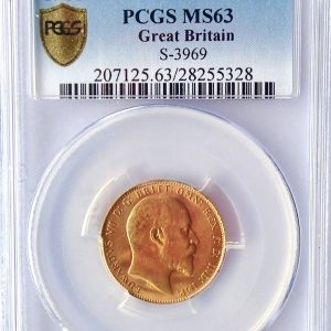 1908 Gold Sovereign, PCGS Graded MS63