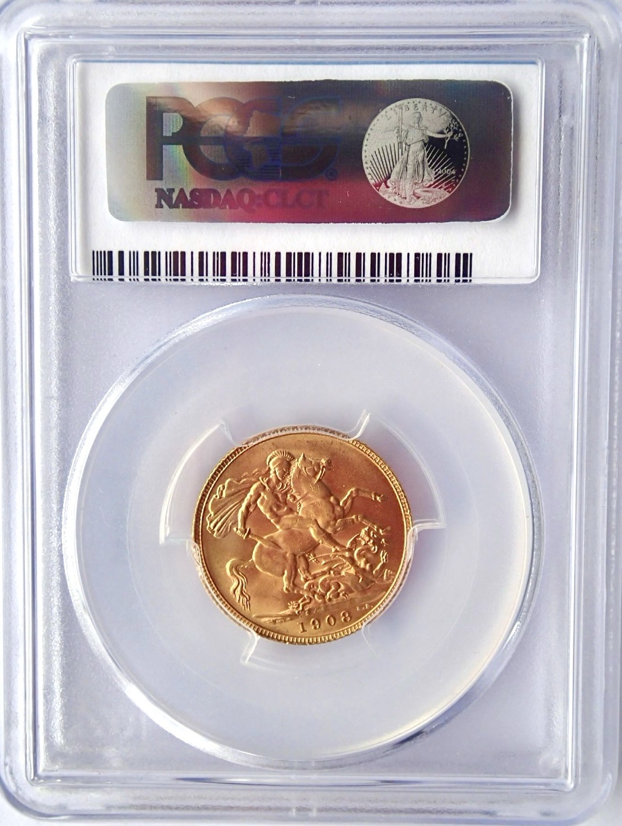 1908 Gold Sovereign, PCGS Graded MS63 - Image 2