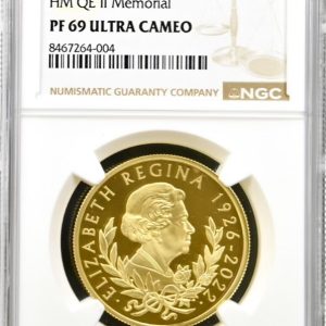 2022 Queen Elizabeth II Memorial, Gold Proof £100 - Ounce Coin. NGC Graded PF69 UCAM