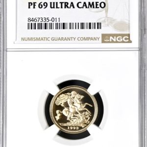 1993 Gold Proof Half Sovereign, NGC Graded PF69 Ultra Cameo