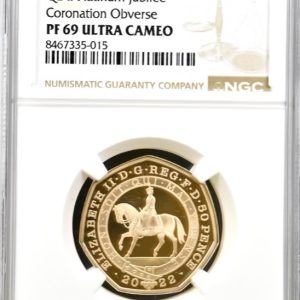 2022 Platinum Jubilee  Queen Elizabeth II - Gold Proof 50p - NGC Graded PF69 UCAM