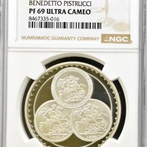 1993 Silver Proof Benedetto Pistrucci Medal, NGC Graded PF69 Ultra Cameo