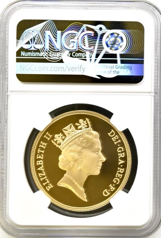 1993 Gold Proof Five Pounds Sovereign (£5) NGC Graded PF69 Ultra Cameo. - Image 2