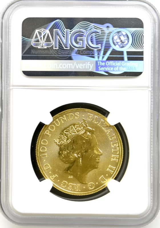 2020 White Lion of Mortimer - Queens Beast Gold £100, One Ounce Coin (1oz) - NGC Graded MS67 - Image 2