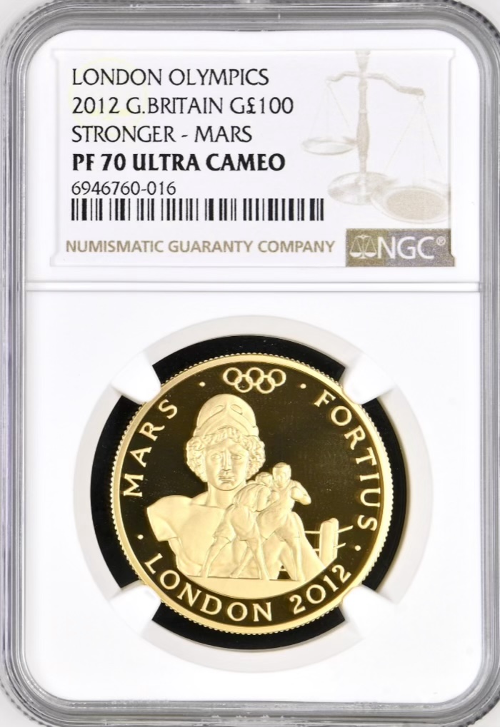 2012 Gold Proof £100 London Olympics - Stronger - Mars. NGC Graded PF70 Ultra Cameo