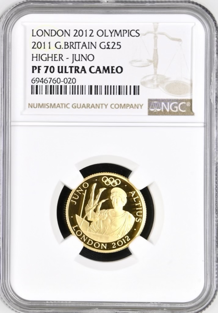 2011 Gold Proof £25 London Olympics - Altius - Juno. NGC Graded PF70 Ultra Cameo