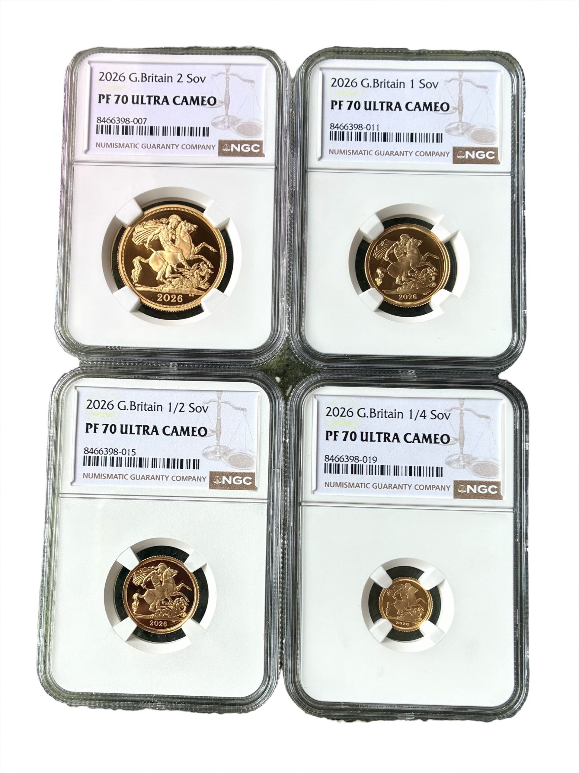 2026 Gold Proof Four Coin Sovereign Set, NGC Graded PF70 Ultra Cameo